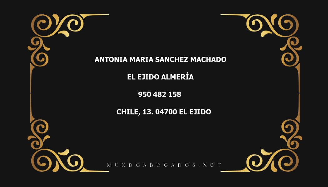 abogado Antonia Maria Sanchez Machado en la localidad de El Ejido