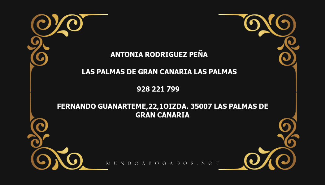 abogado Antonia Rodriguez Peña en la localidad de Las Palmas de Gran Canaria