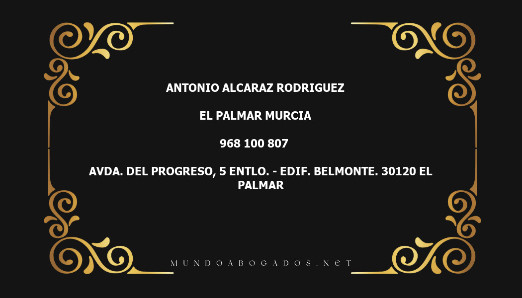 abogado Antonio Alcaraz Rodriguez en la localidad de El Palmar