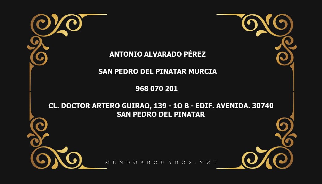 abogado Antonio Alvarado Pérez en la localidad de San Pedro del Pinatar