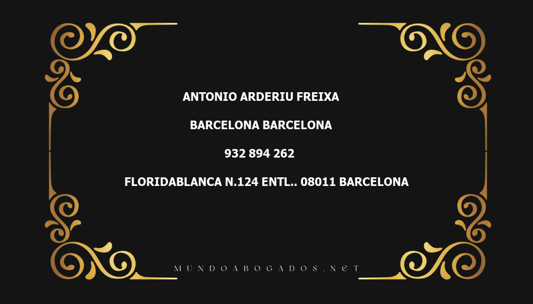 abogado Antonio Arderiu Freixa en la localidad de Barcelona