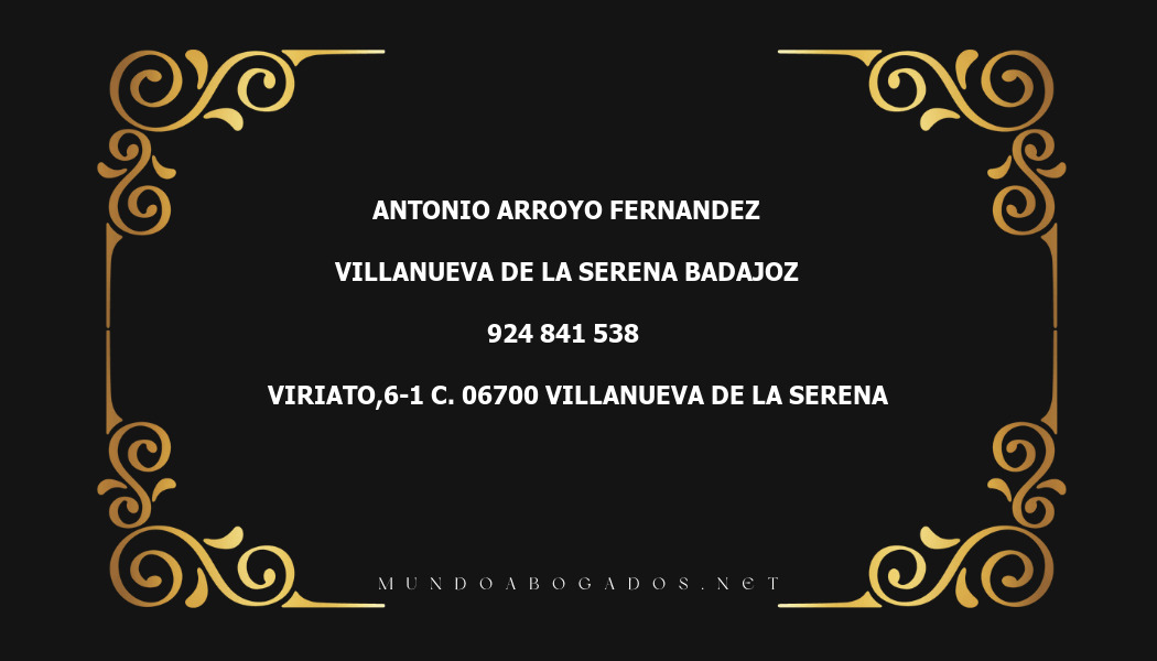 abogado Antonio Arroyo Fernandez en la localidad de Villanueva de la Serena