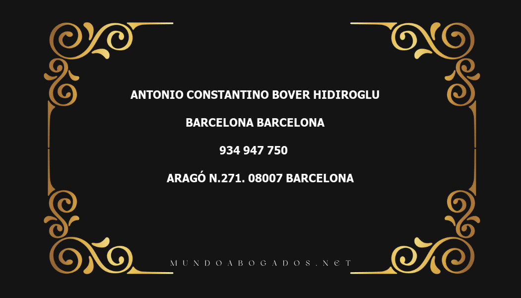 abogado Antonio Constantino Bover Hidiroglu en la localidad de Barcelona