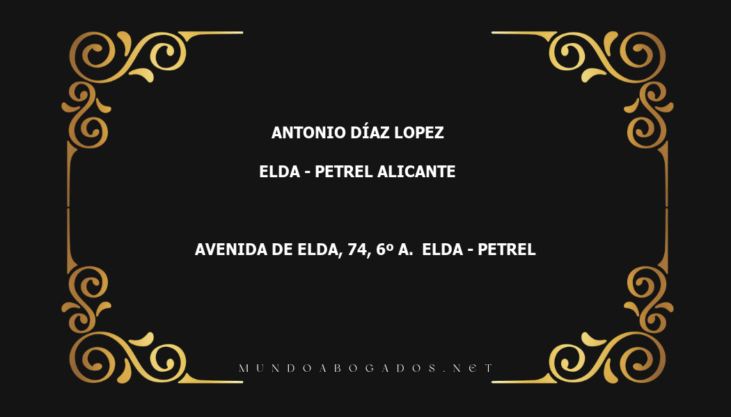 abogado Antonio Díaz Lopez en la localidad de Elda - Petrel