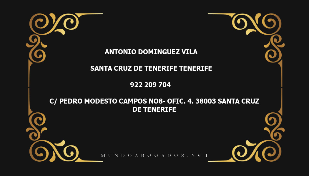 abogado Antonio Dominguez Vila en la localidad de Santa Cruz de Tenerife