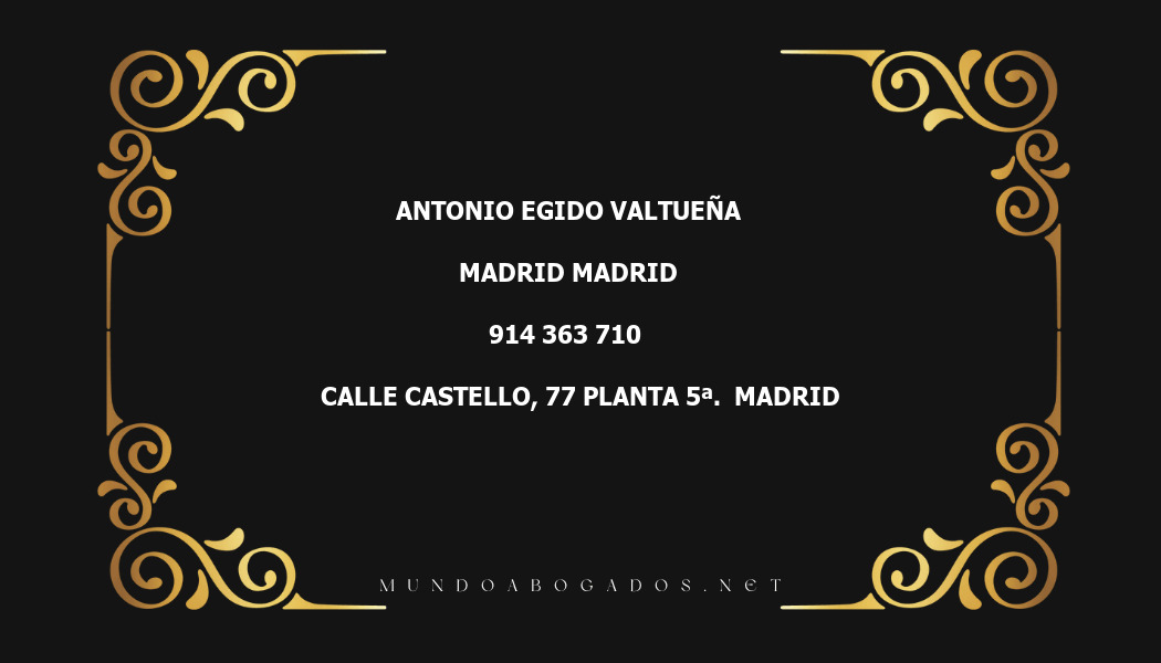 abogado Antonio Egido Valtueña en la localidad de Madrid