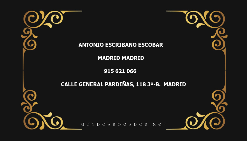 abogado Antonio Escribano Escobar en la localidad de Madrid