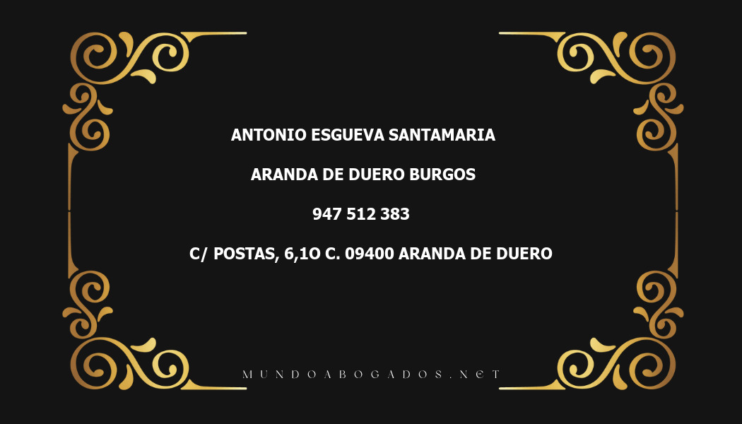 abogado Antonio Esgueva Santamaria en la localidad de Aranda de Duero