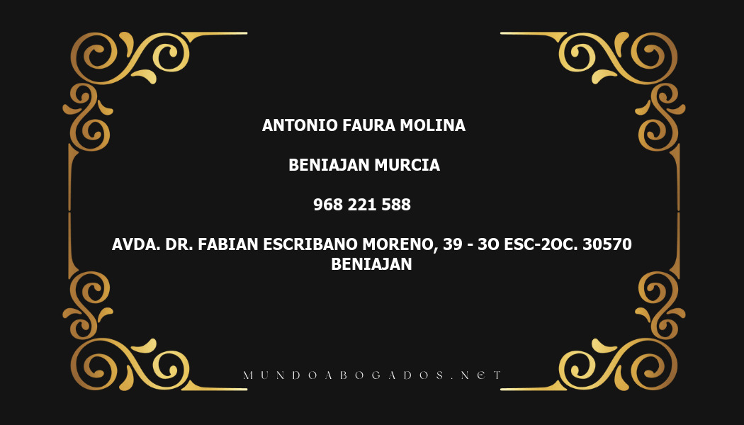 abogado Antonio Faura Molina en la localidad de Beniajan