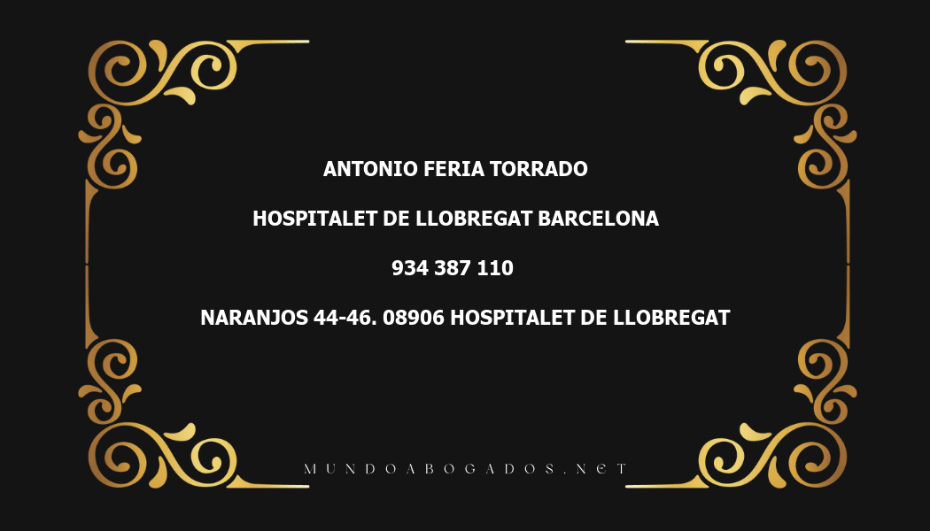 abogado Antonio Feria Torrado en la localidad de Hospitalet de Llobregat