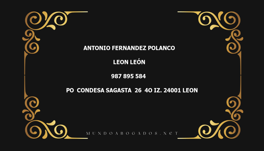 abogado Antonio Fernandez Polanco en la localidad de Leon