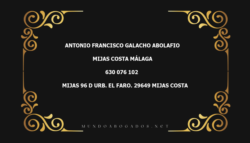 abogado Antonio Francisco Galacho Abolafio en la localidad de Mijas Costa