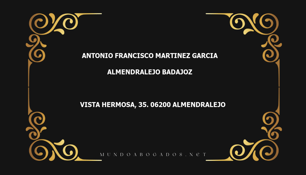 abogado Antonio Francisco Martinez Garcia en la localidad de Almendralejo