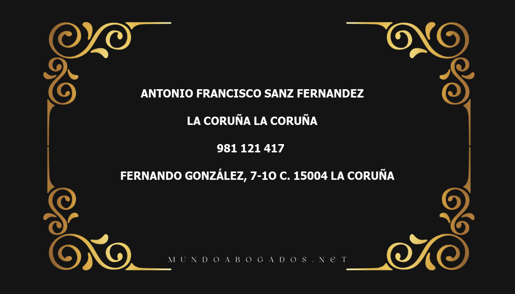 abogado Antonio Francisco Sanz Fernandez en la localidad de La Coruña