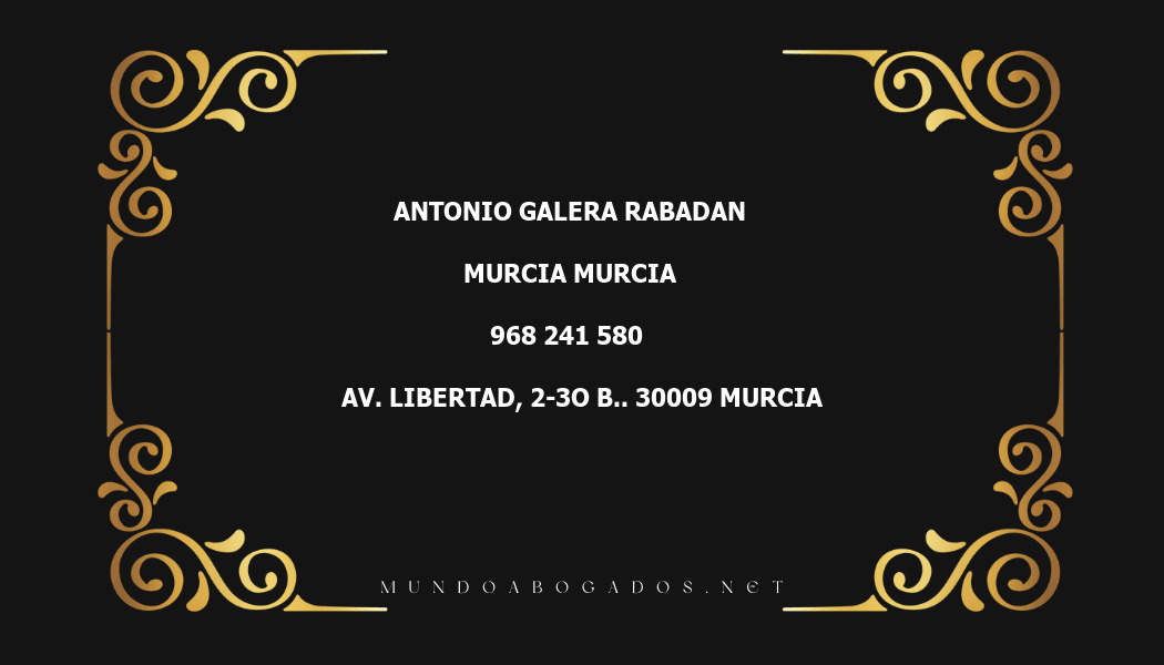 abogado Antonio Galera Rabadan en la localidad de Murcia