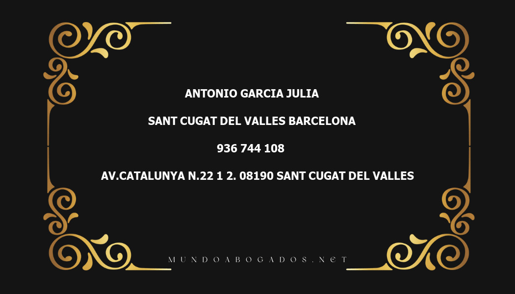 abogado Antonio Garcia Julia en la localidad de Sant Cugat del Valles