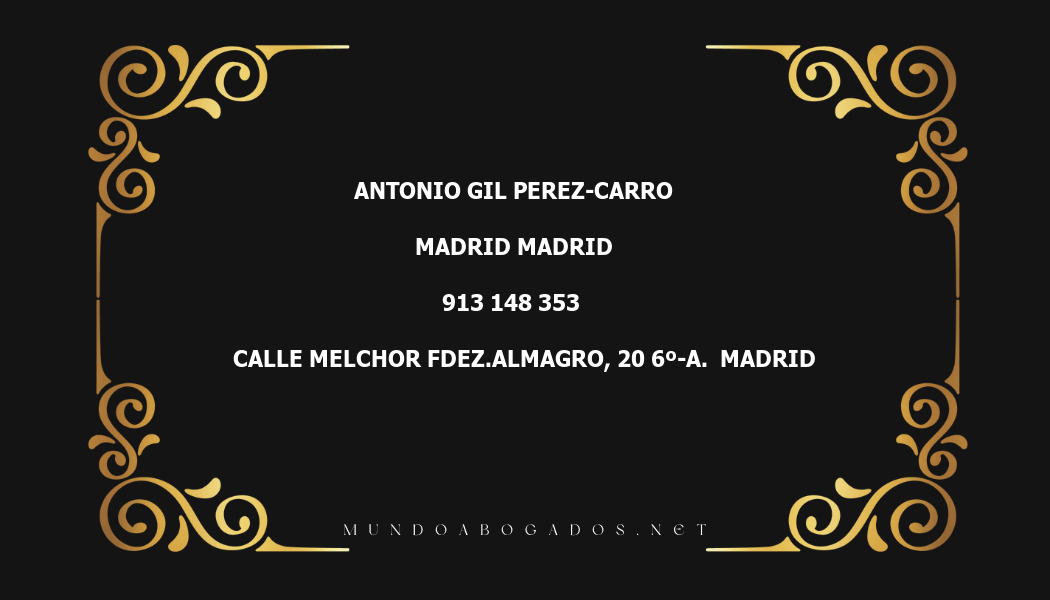 abogado Antonio Gil Perez-Carro en la localidad de Madrid