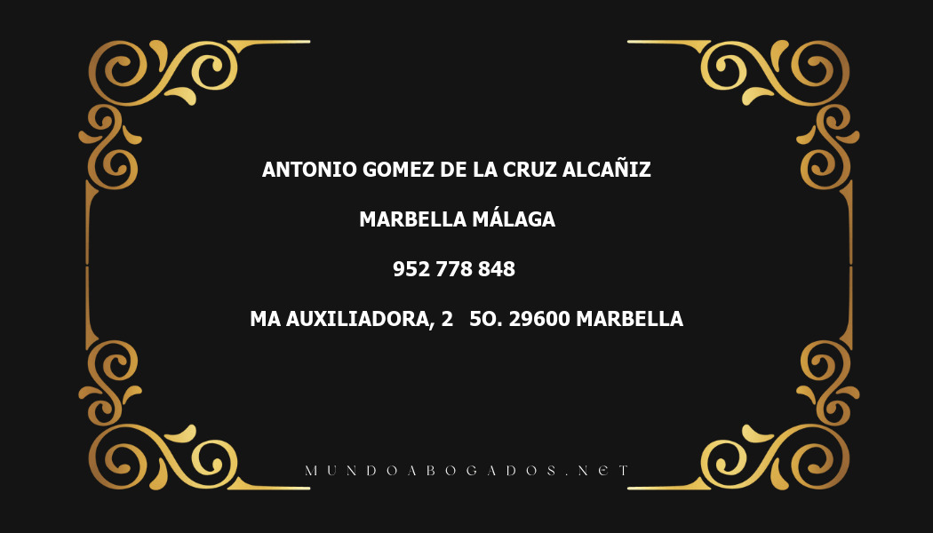 abogado Antonio Gomez De La Cruz Alcañiz en la localidad de Marbella