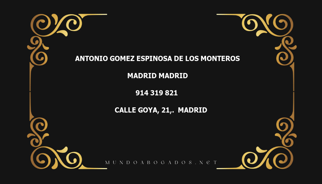 abogado Antonio Gomez Espinosa De Los Monteros en la localidad de Madrid