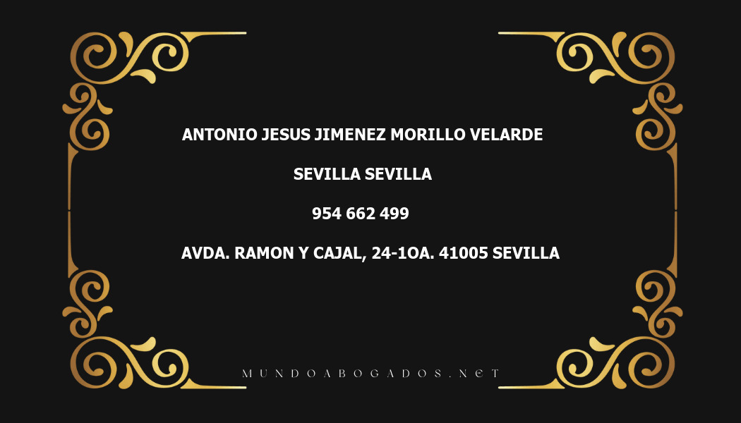 abogado Antonio Jesus Jimenez Morillo Velarde en la localidad de Sevilla