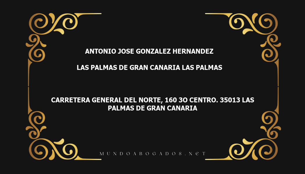 abogado Antonio Jose Gonzalez Hernandez en la localidad de Las Palmas de Gran Canaria