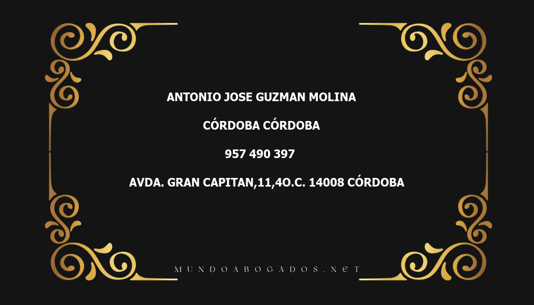 abogado Antonio Jose Guzman Molina en la localidad de Córdoba