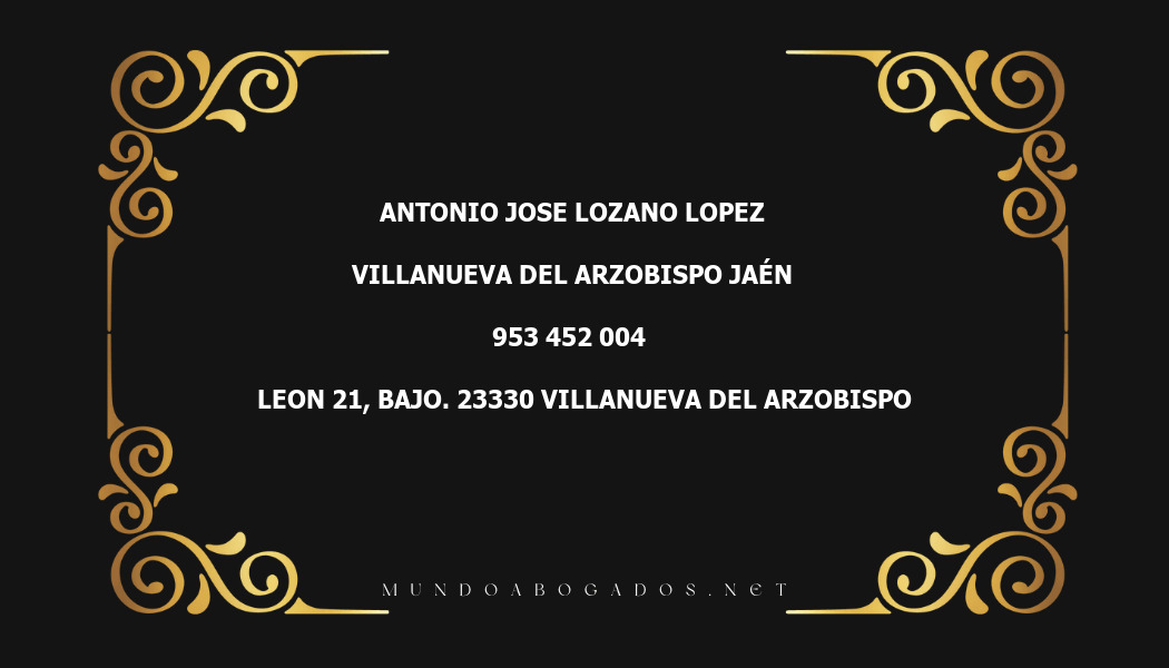 abogado Antonio Jose Lozano Lopez en la localidad de Villanueva del Arzobispo