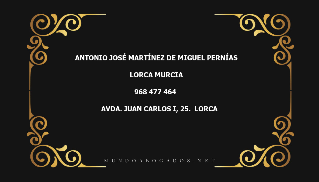 abogado Antonio José Martínez De Miguel Pernías en la localidad de Lorca