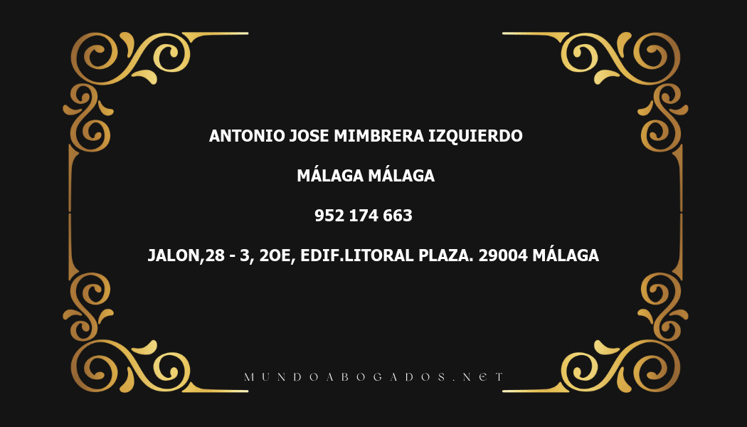 abogado Antonio Jose Mimbrera Izquierdo en la localidad de Málaga