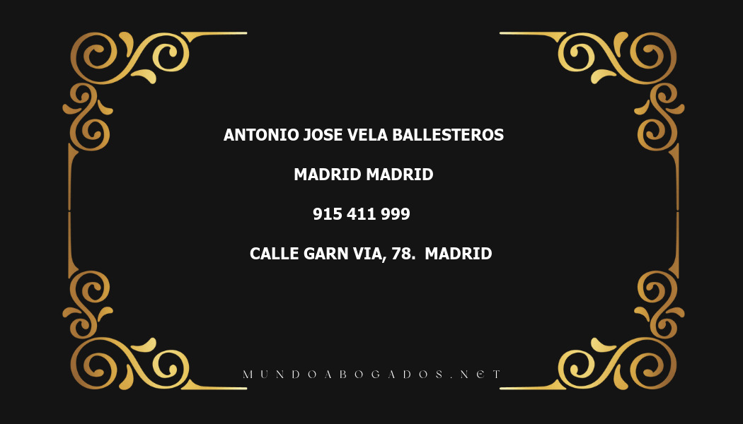 abogado Antonio Jose Vela Ballesteros en la localidad de Madrid