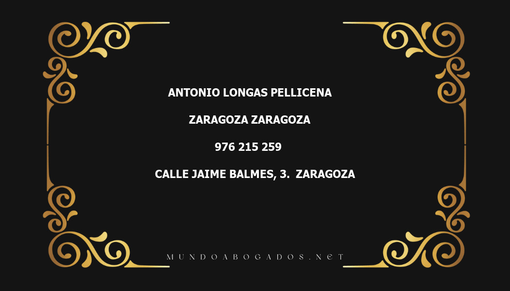 abogado Antonio Longas Pellicena en la localidad de Zaragoza