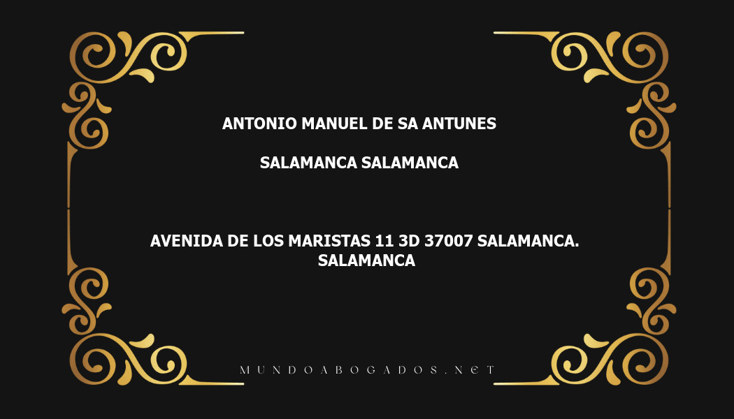 abogado Antonio Manuel De Sa Antunes en la localidad de Salamanca