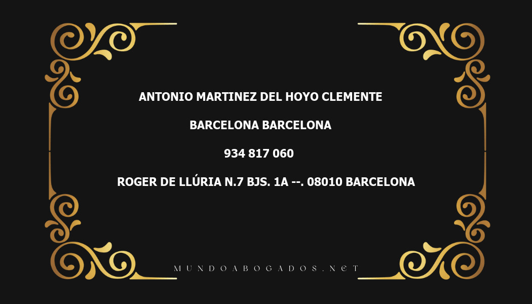 abogado Antonio Martinez Del Hoyo Clemente en la localidad de Barcelona