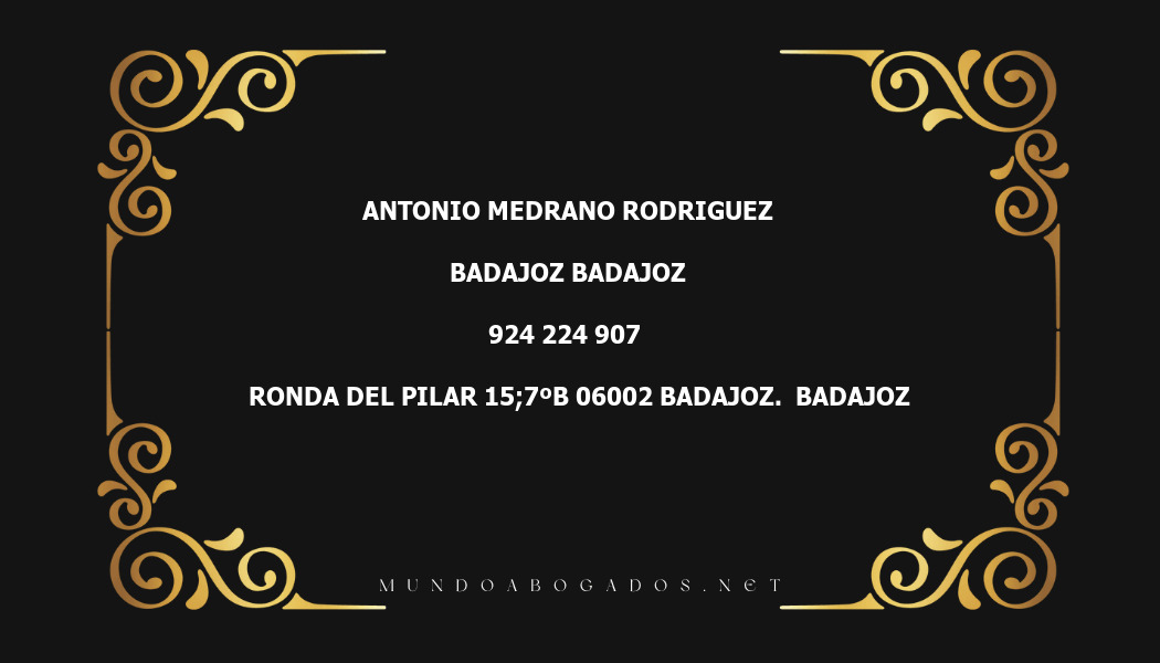 abogado Antonio Medrano Rodriguez en la localidad de Badajoz