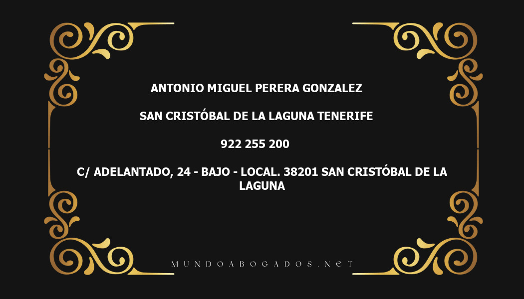 abogado Antonio Miguel Perera Gonzalez en la localidad de San Cristóbal de La Laguna