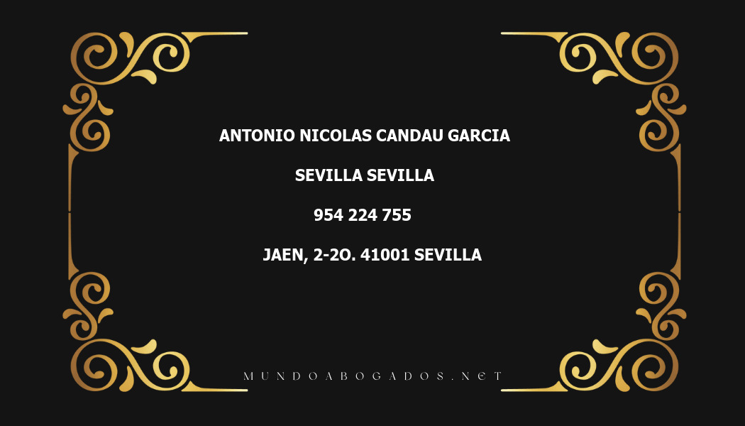 abogado Antonio Nicolas Candau Garcia en la localidad de Sevilla