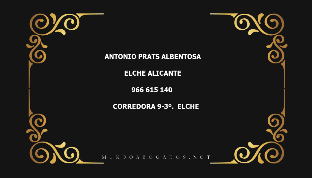 abogado Antonio Prats Albentosa en la localidad de Elche