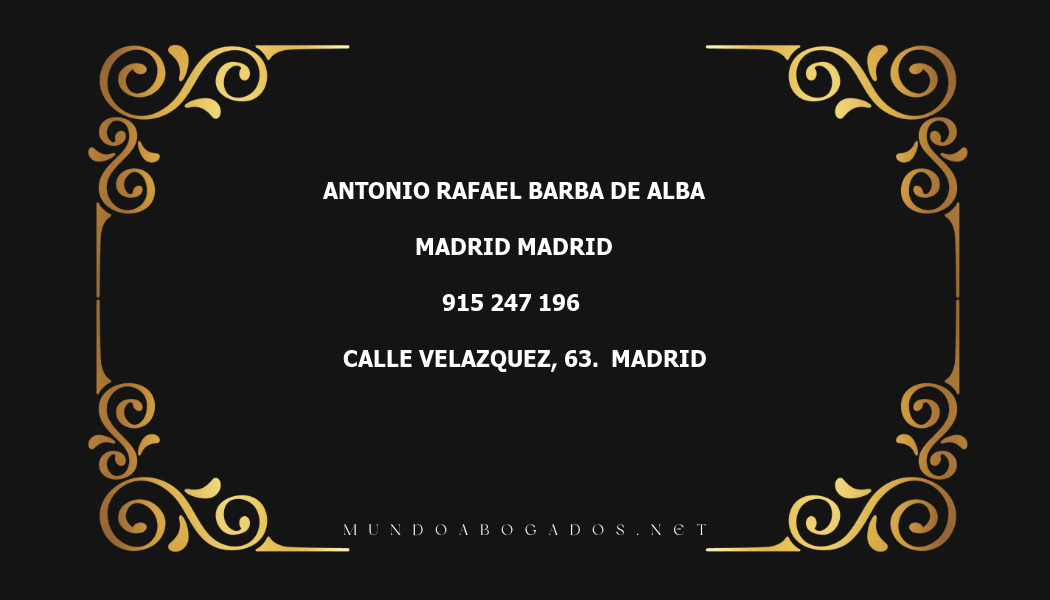 abogado Antonio Rafael Barba De Alba en la localidad de Madrid