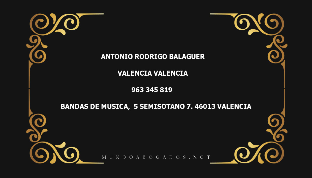 abogado Antonio Rodrigo Balaguer en la localidad de Valencia