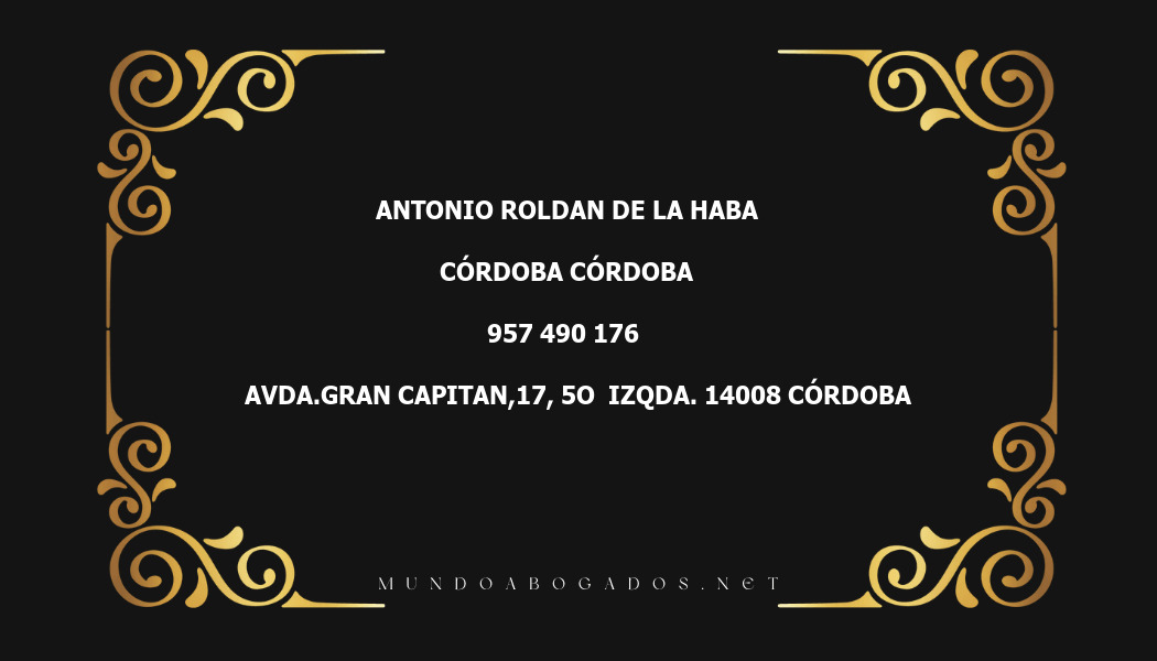 abogado Antonio Roldan De La Haba en la localidad de Córdoba