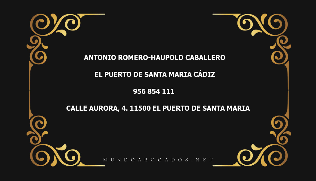 abogado Antonio Romero-Haupold Caballero en la localidad de El Puerto de Santa Maria