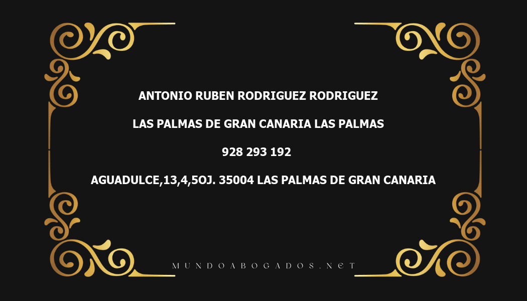 abogado Antonio Ruben Rodriguez Rodriguez en la localidad de Las Palmas de Gran Canaria