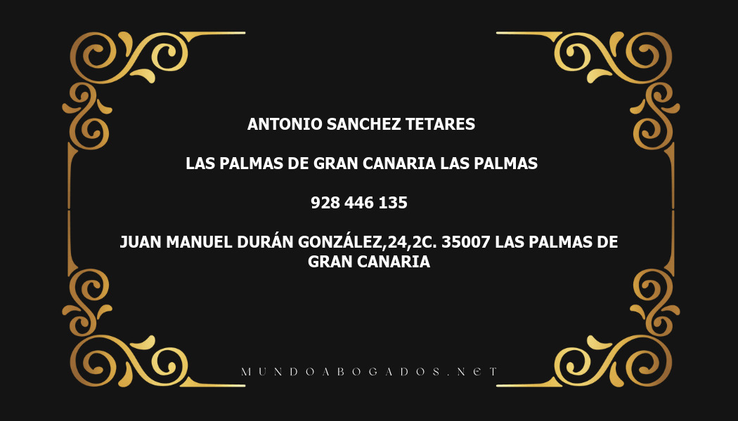 abogado Antonio Sanchez Tetares en la localidad de Las Palmas de Gran Canaria