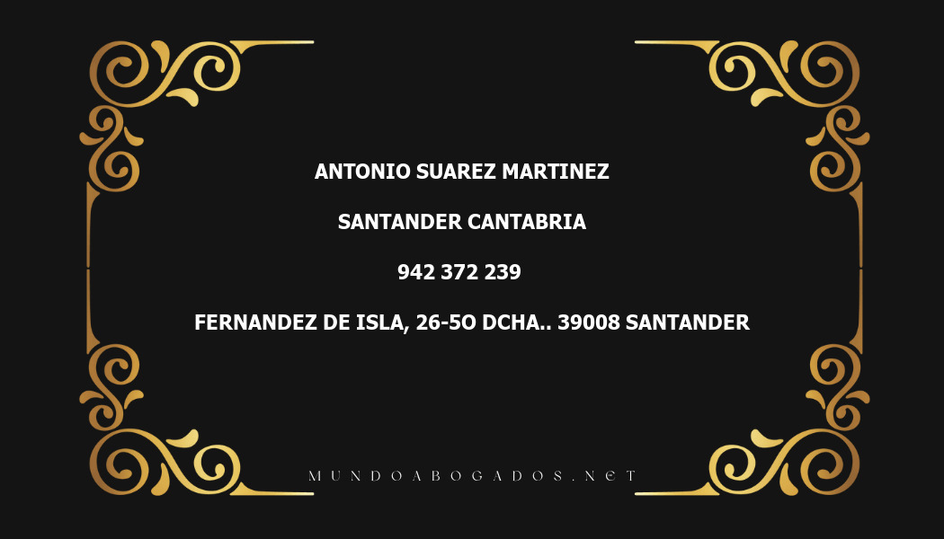 abogado Antonio Suarez Martinez en la localidad de Santander