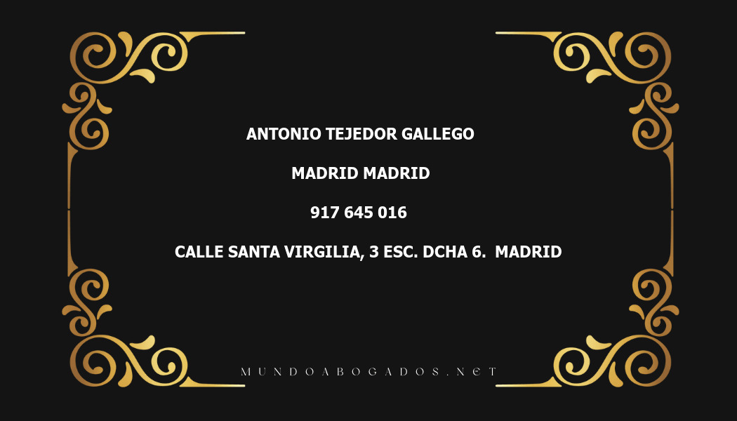 abogado Antonio Tejedor Gallego en la localidad de Madrid