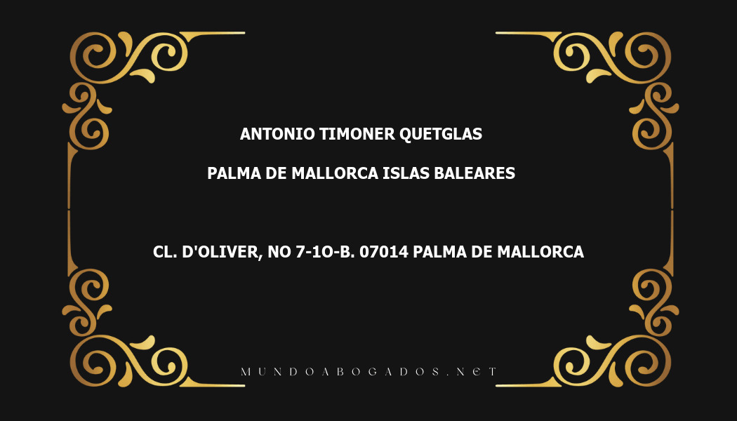 abogado Antonio Timoner Quetglas en la localidad de Palma de Mallorca