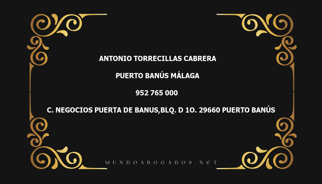 abogado Antonio Torrecillas Cabrera en la localidad de Puerto Banús