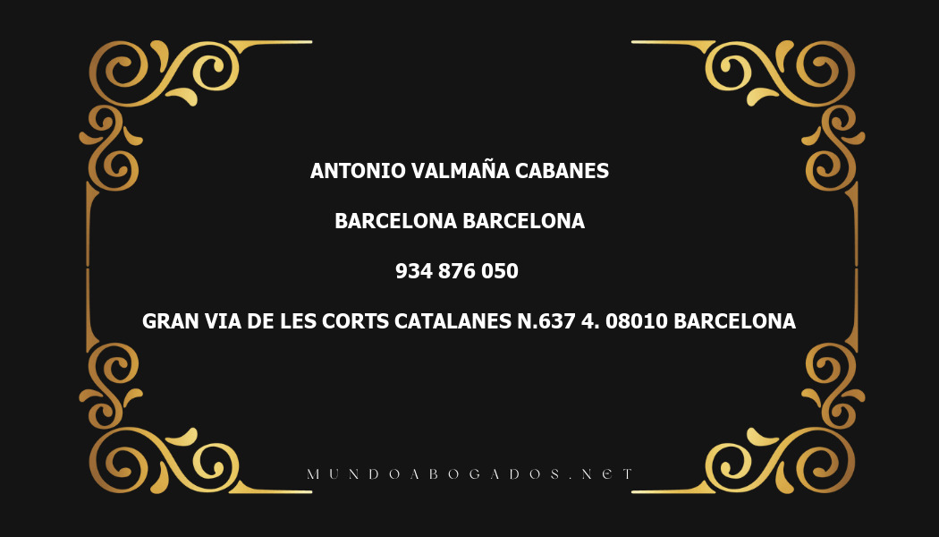 abogado Antonio Valmaña Cabanes en la localidad de Barcelona