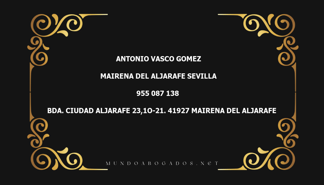 abogado Antonio Vasco Gomez en la localidad de Mairena del Aljarafe