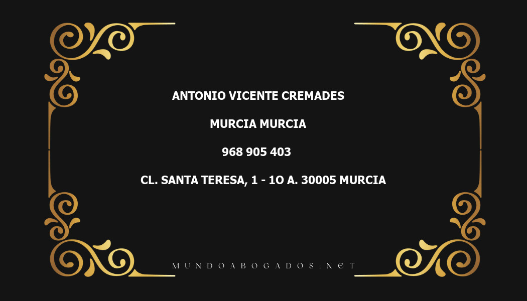 abogado Antonio Vicente Cremades en la localidad de Murcia